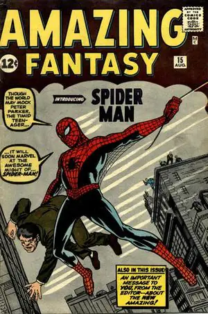 Amazing Fantasy #15 (Marvel Comics, 1962), CGC 6.5 graded comic book, Universal Blue label — front cover in its holder