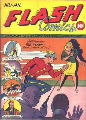 Flash Comics #1 (DC Comics, 1940), CGC 7.0 graded comic book, Universal Blue label — front cover in its holder